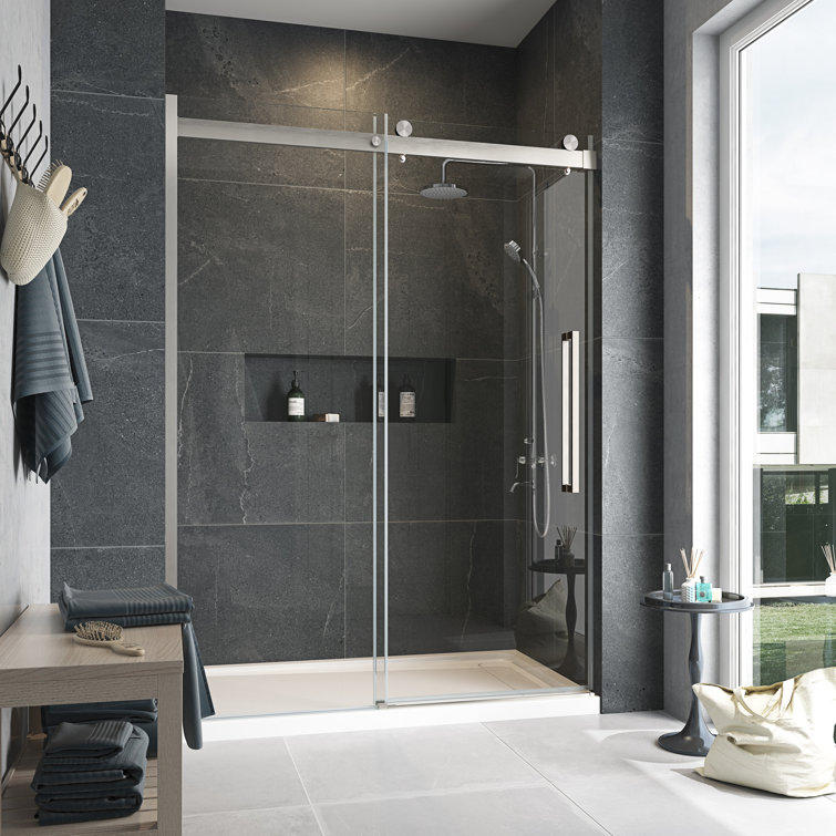 Bel 32" x 60" Satin Nickel Frameless Alcove Shower Kit