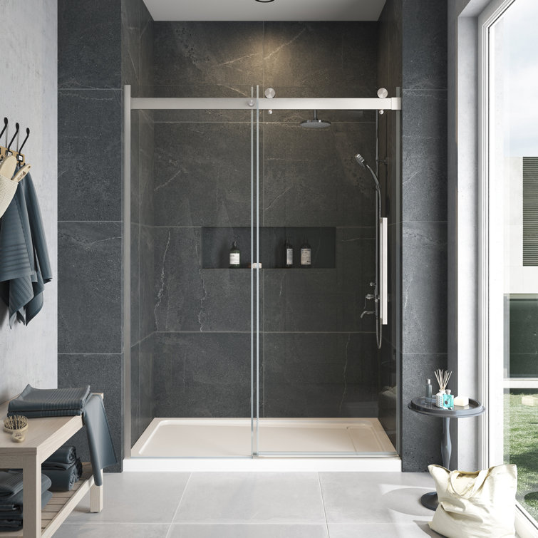 Bel 32" x 60" Satin Nickel Frameless Alcove Shower Kit