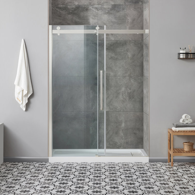 Bel 32" x 60" Satin Nickel Frameless Alcove Shower Kit