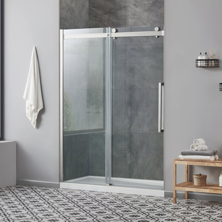 Bel 32" x 60" Satin Nickel Frameless Alcove Shower Kit