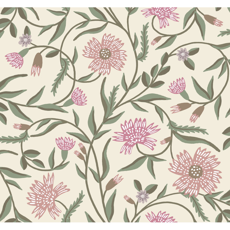 Aster Rose Non-Pasted Washable Floral Wallpaper