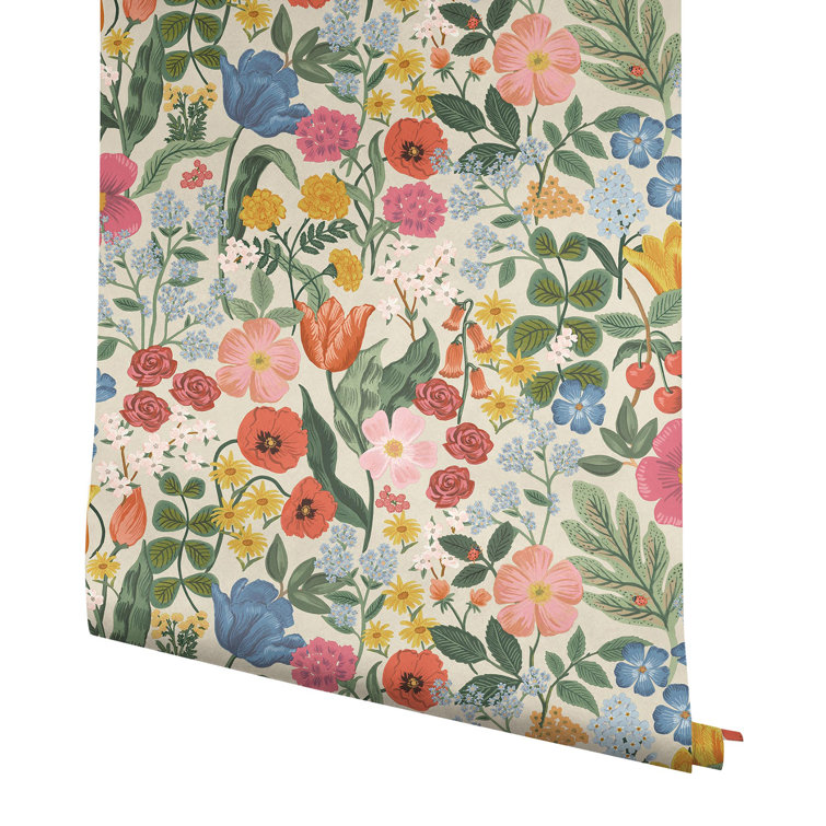 Cream Multicolor Botanical Non-Pasted Wallpaper