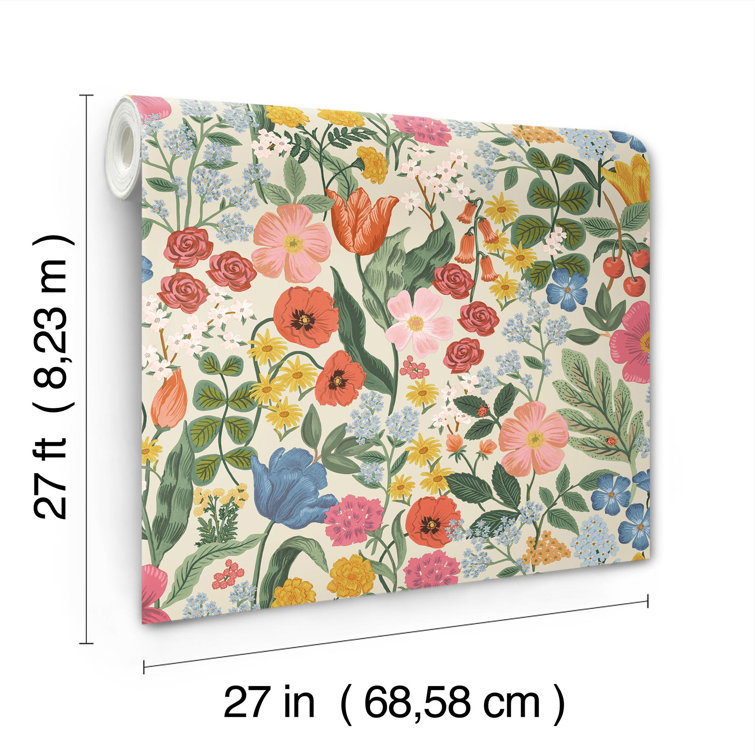 Cream Multicolor Botanical Non-Pasted Wallpaper