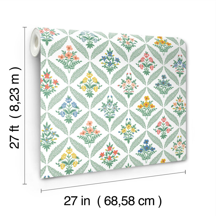 Sage Multi-Color Botanical Non-Pasted Washable Wallpaper
