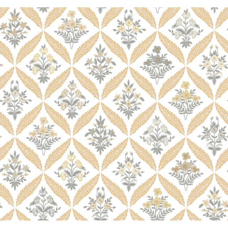 Gold and White Floral Garden Removable Wallpaper