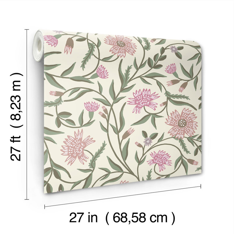 Aster Rose Non-Pasted Washable Floral Wallpaper