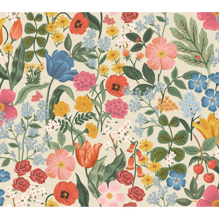 Cream Multicolor Botanical Non-Pasted Wallpaper