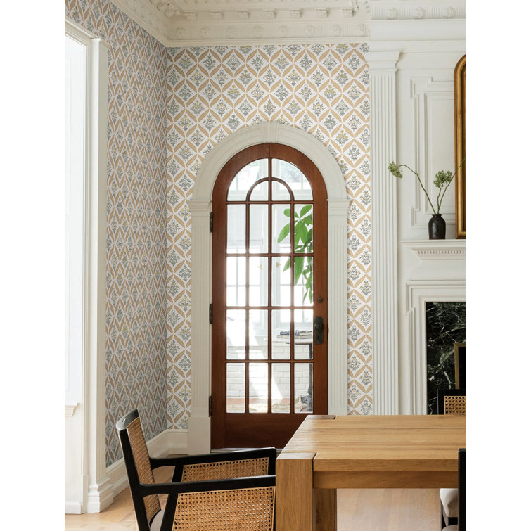 Gold and White Floral Garden Removable Wallpaper