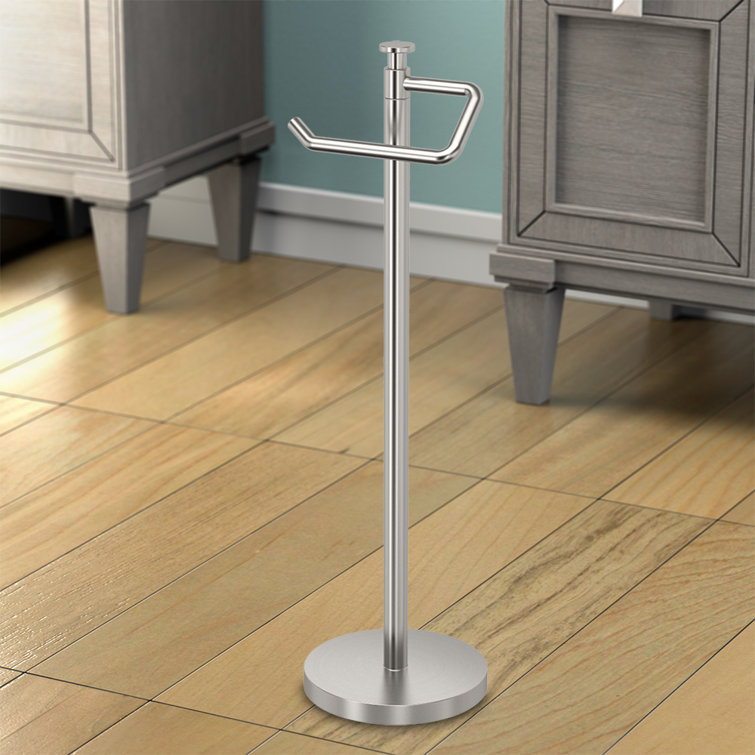 Satin Nickel Freestanding Toilet Paper Holder with Weighted Base