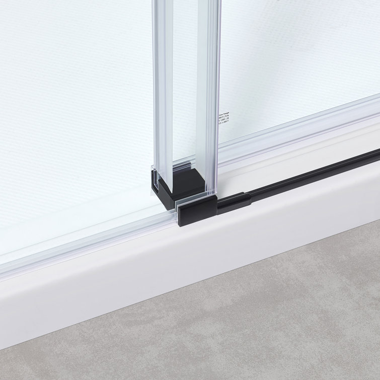 Matte Black Frameless Glass Corner Shower Kit with Soft-Close Door
