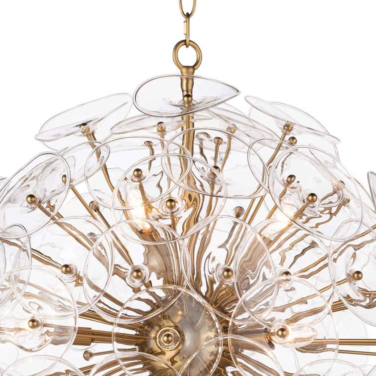 Natural Brass 9-Light Sputnik Chandelier with Clear Cord