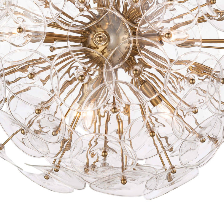 Natural Brass 9-Light Sputnik Chandelier with Clear Cord