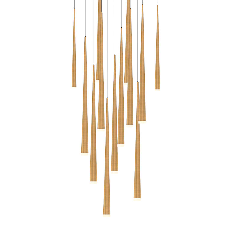 Cascade 13-Light Aged Brass LED Cluster Pendant
