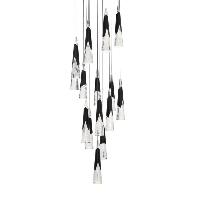 Modern Black Aluminum 15-Light LED Cluster Pendant