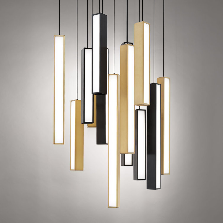 Chaos 13-Light Black and Brass LED Multi-Light Pendant