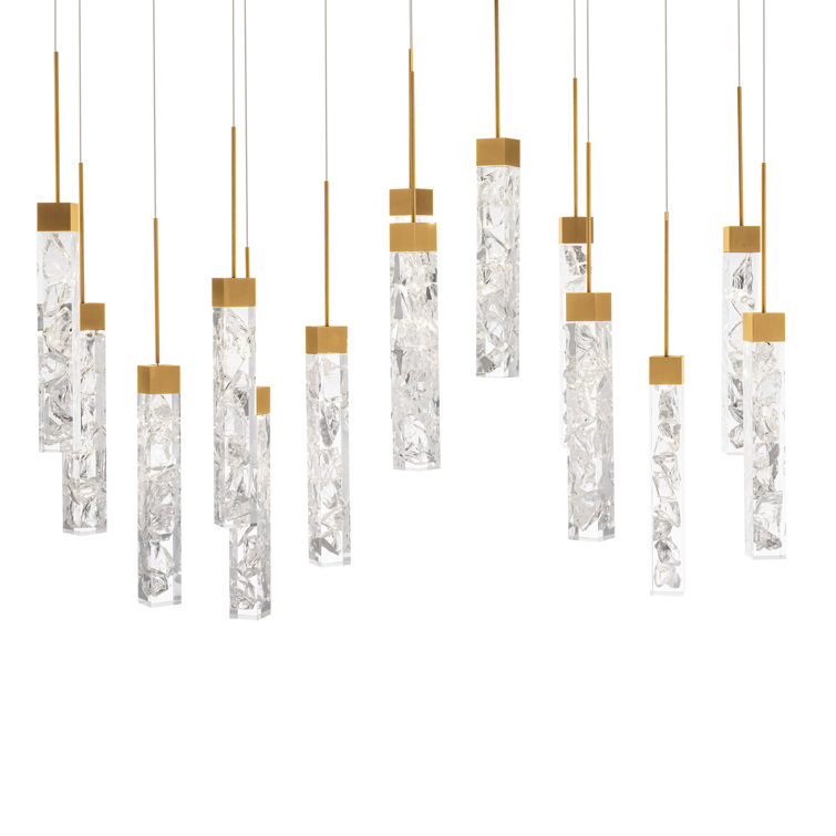 Minx 14-Light Aged Brass LED Crystal Cluster Pendant