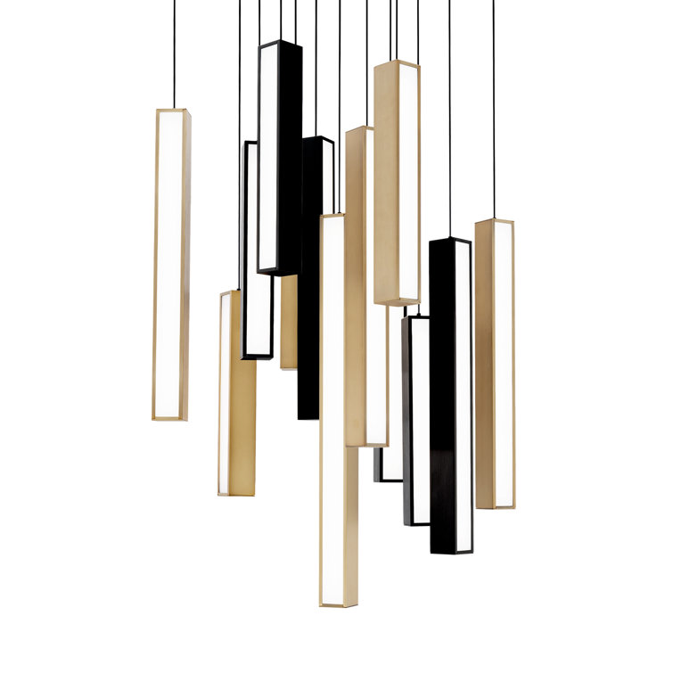 Chaos 13-Light Black and Brass LED Multi-Light Pendant