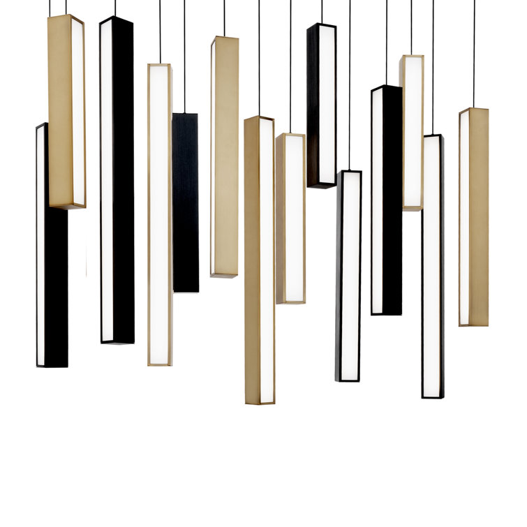 Chaos Black and Brass LED Linear Pendant Light