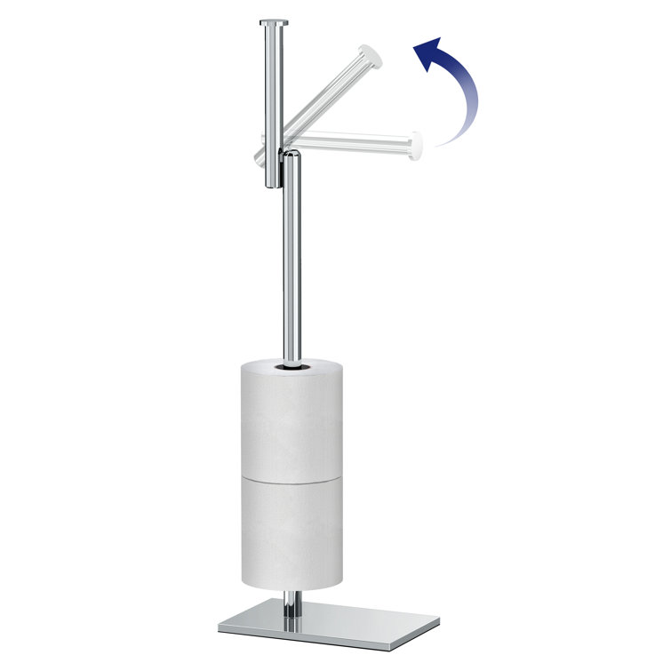 Chrome Freestanding Toilet Paper Holder with Storage