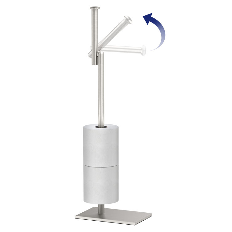 Satin Nickel Freestanding Toilet Paper Holder with Storage