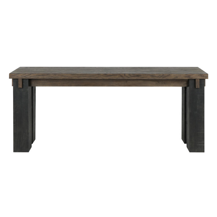Duncan 90" Black and Brown Oak Wood Console Table