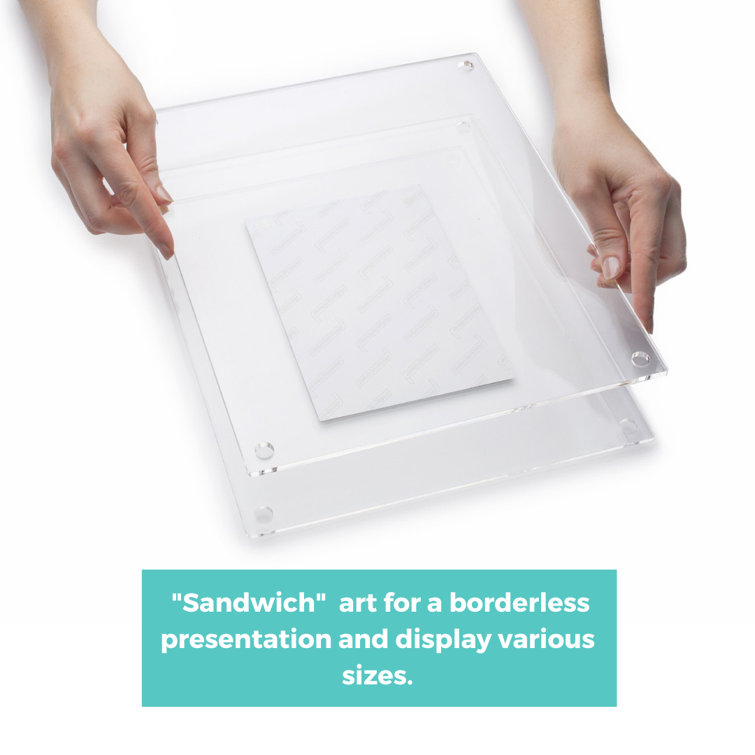 Silver Acrylic Floating Wall Mount Picture Frame