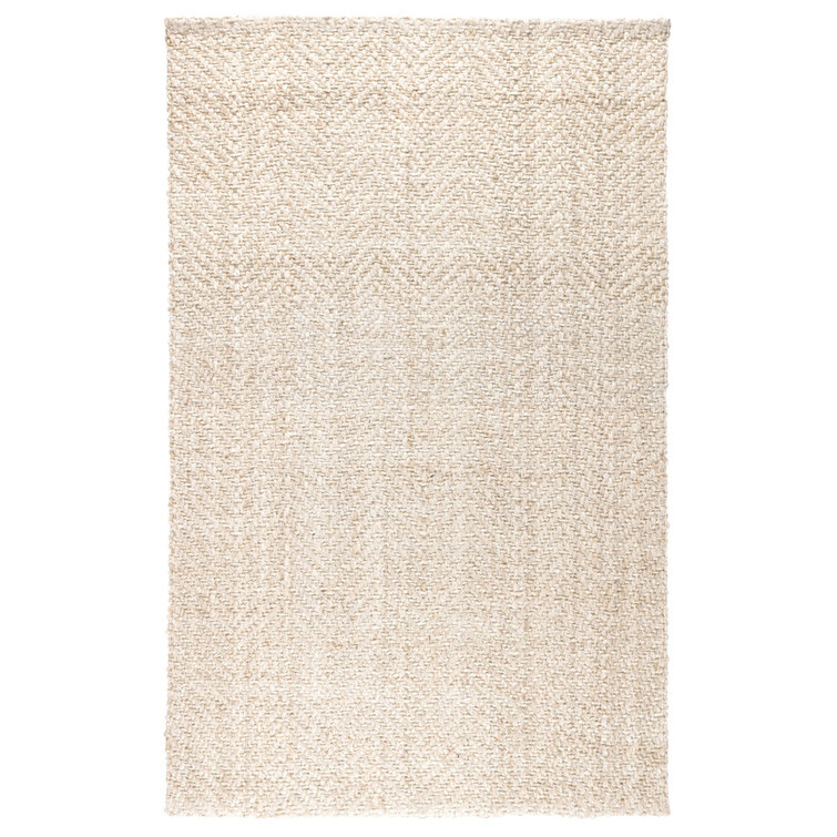 Ivory Herringbone Handwoven Wool 10' x 14' Rug