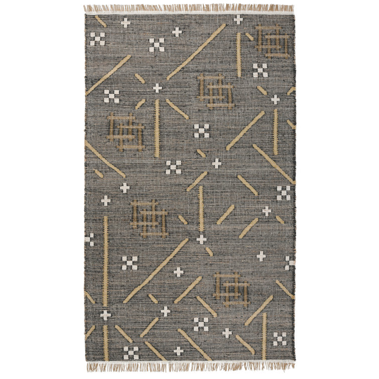 Handmade Caviar Black Multi Geometric Wool Rectangular Rug 8' x 10'