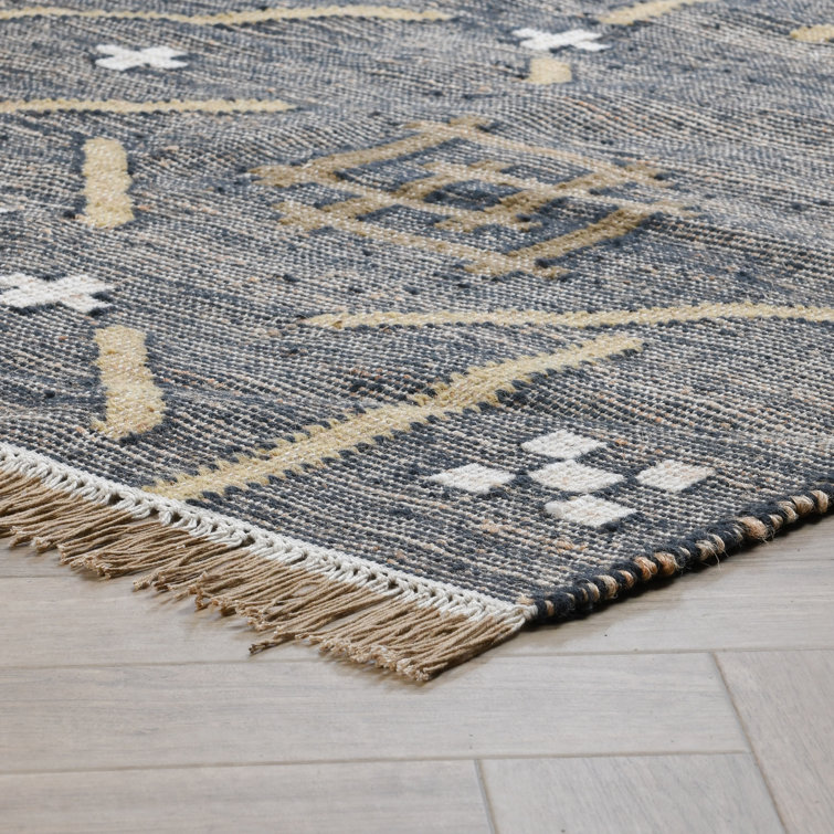 Handmade Caviar Black Multi Geometric Wool Rectangular Rug 8' x 10'