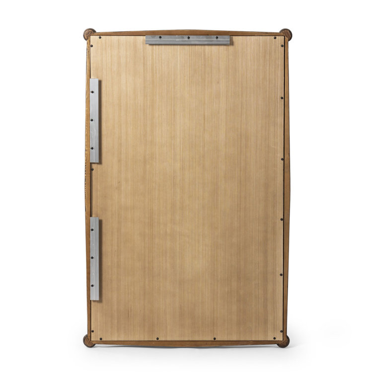 Aged Pine Rectangular Wall Mirror with Bun Details