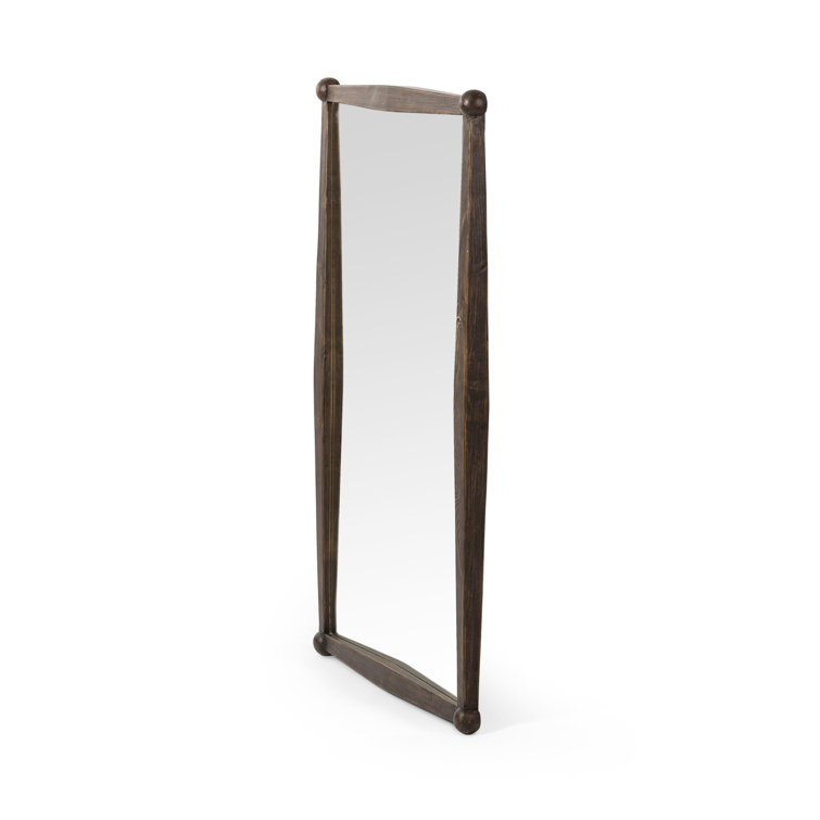 Aged Pine Rectangular Wall Mirror with Bun Details