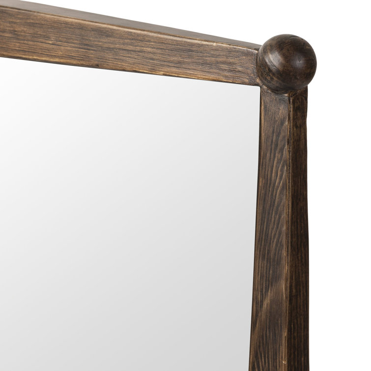 Aged Pine Rectangular Wall Mirror with Bun Details