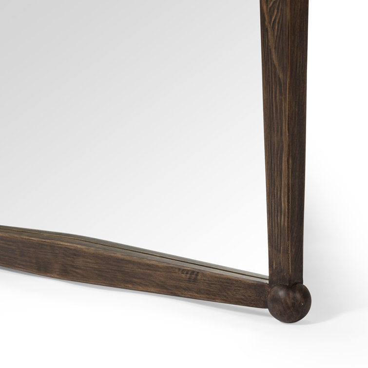 Aged Pine Rectangular Wall Mirror with Bun Details