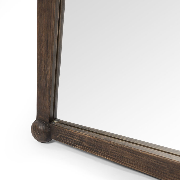 Aged Pine Rectangular Wall Mirror with Bun Details