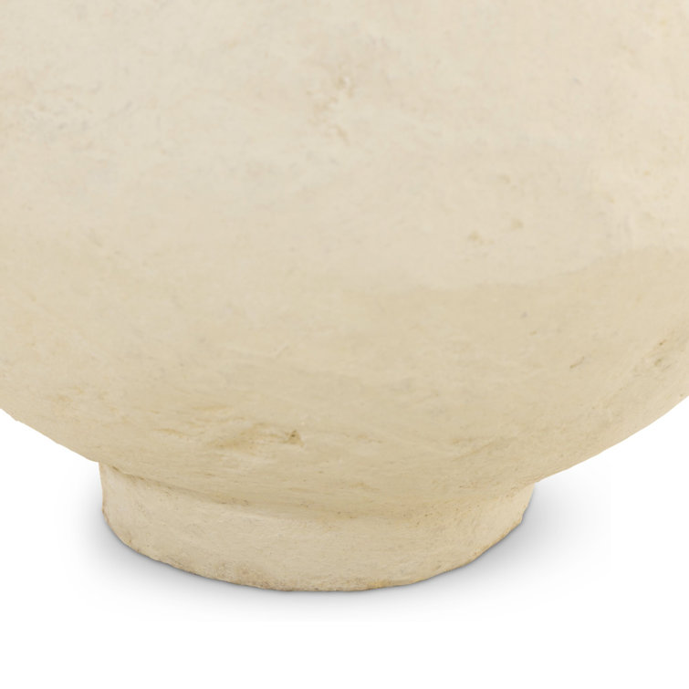 Wide Beige Paper Mache Decorative Vase