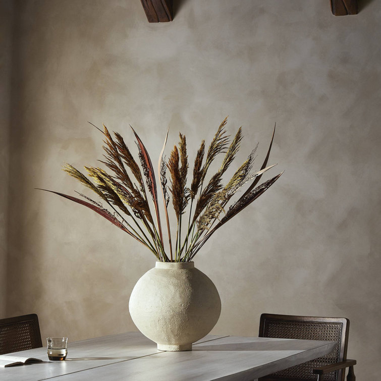 Wide Beige Paper Mache Decorative Vase