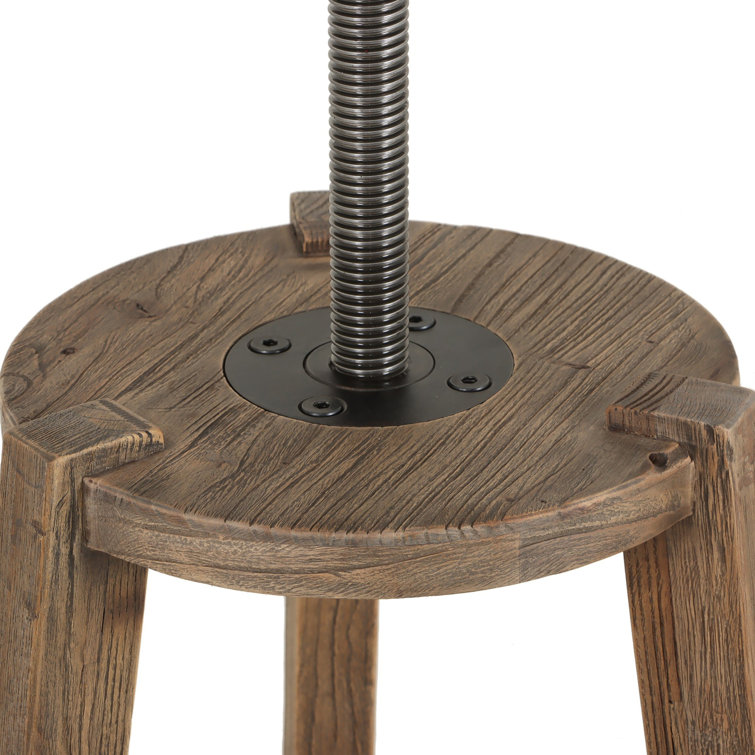 Adjustable Bleached Elm Industrial Pedestal Stand