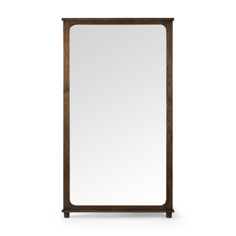 Orleans Aged Pine Rectangular Floor Mirror with Bun Feet