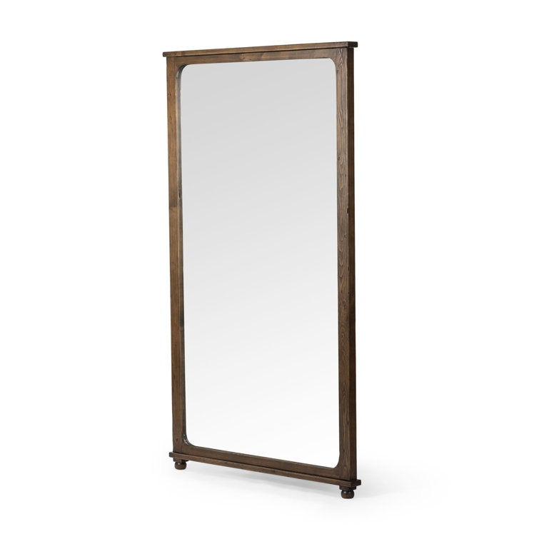 Orleans Aged Pine Rectangular Floor Mirror with Bun Feet