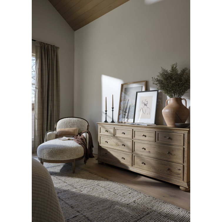 Geoffrey Wide Worn Oak Veneer Dresser with Levelers