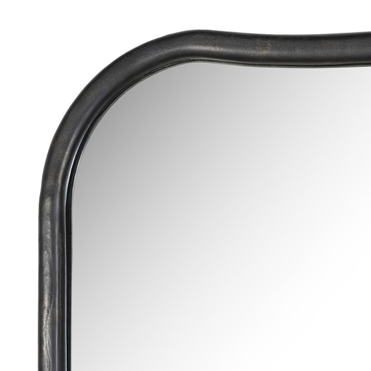 Black Antique Rectangular Floor Mirror with Beveled Edges