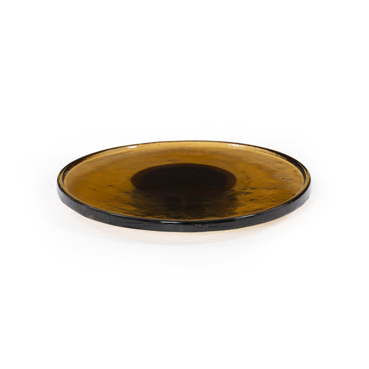 Amber Cast Glass Lazy Susan with Subtle Lip