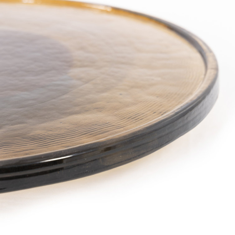 Amber Cast Glass Lazy Susan with Subtle Lip