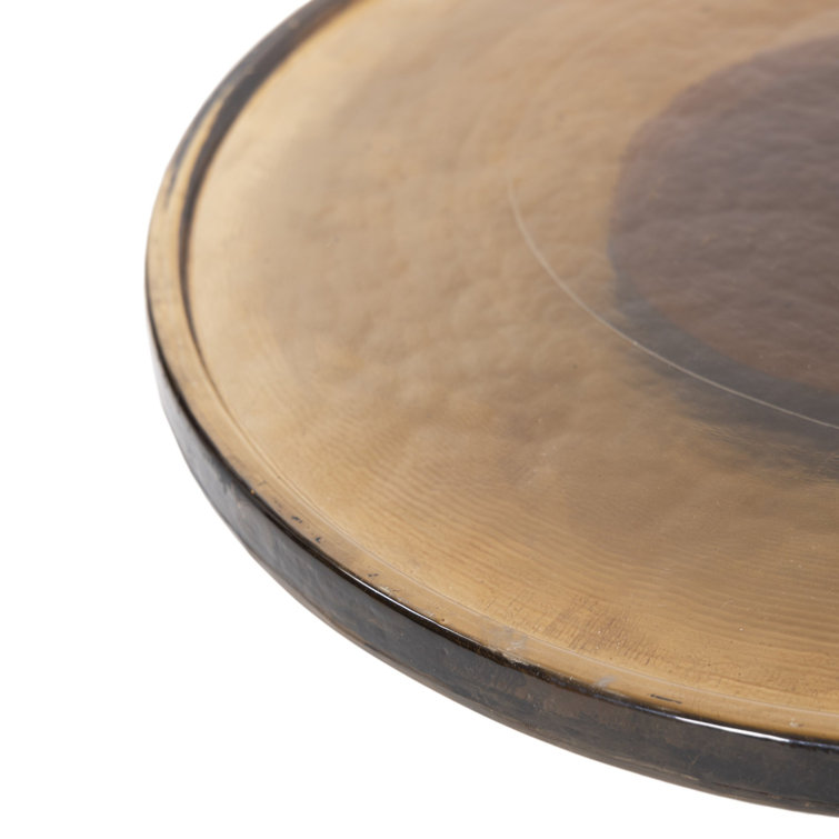 Amber Cast Glass Lazy Susan with Subtle Lip