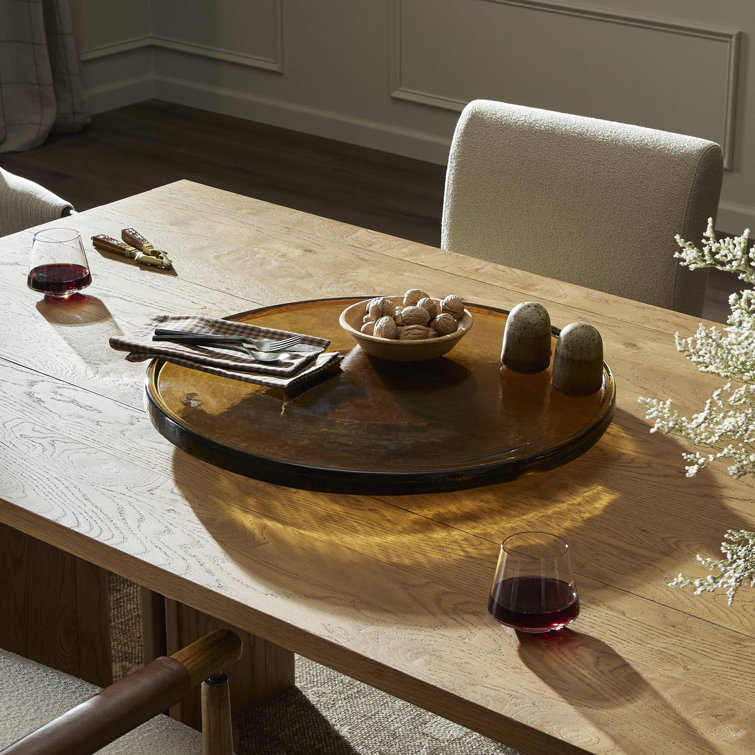 Amber Cast Glass Lazy Susan with Subtle Lip