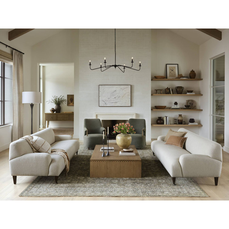 Toasted Ash Rectangular Wood Coffee Table with Scallop Details