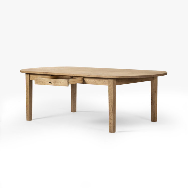 Oval Worn Oak Reclaimed Wood Dining Table with Drawers