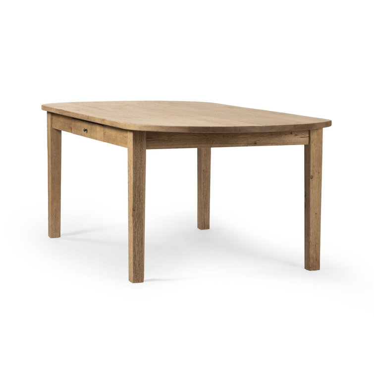 Oval Worn Oak Reclaimed Wood Dining Table with Drawers