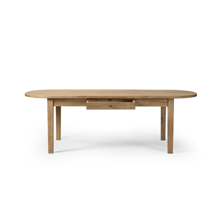 Oval Worn Oak Reclaimed Wood Dining Table with Drawers