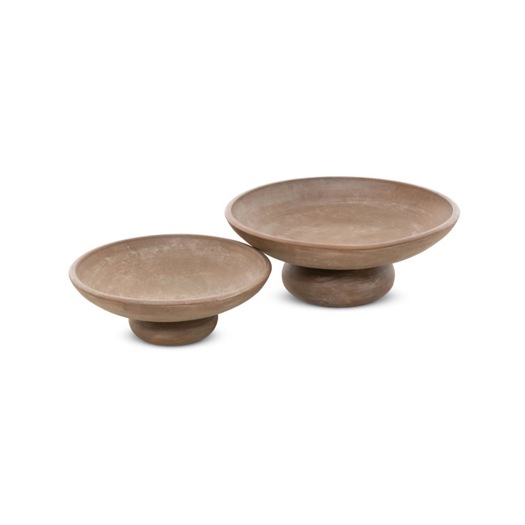 Natural Terracotta Shallow Decorative Bowls with Rounded Base